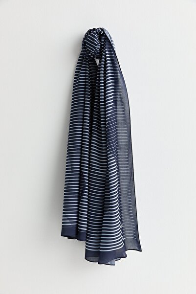 Nihan Desenli Viskon İpek Şal Lacivert