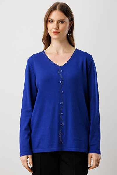 ON V-Neck Stone Embroidered Knitwear Sweater-65396