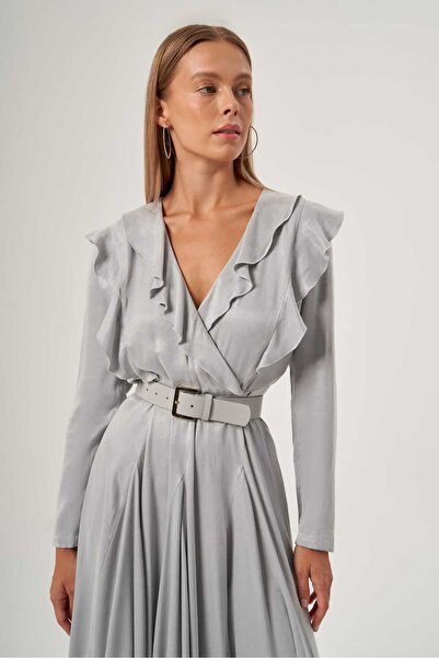 Mimya Vegan Deri Kemerli Modal Elbise 2807