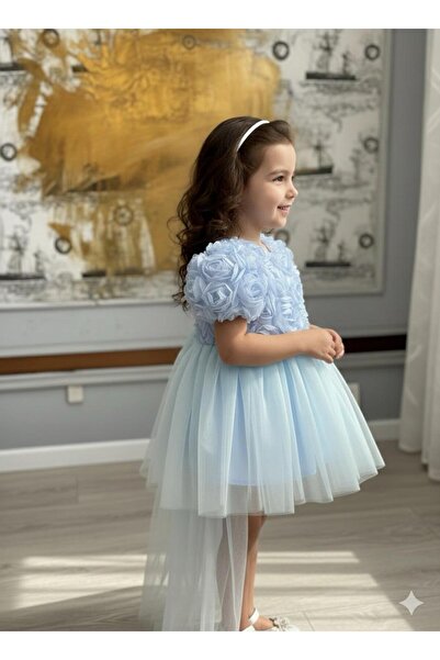 BİLGEN Style ROCHIE FATA CU MANELE BALON DETAIL DETAILAT CU COADA FĂRĂ PĂRĂ ROCHIE DE PETRECERE DE ZI DE NAȘTERE BUMBAC