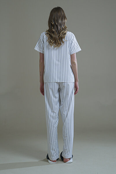 Mita Concept ΣΕΤ ΠΙΤΖΑΜΑ ΜΕ ΡΙΓΕΣ ΣΕ ΣΚΟΥΡΟ ΜΠΛΕ ΑΠΟ ΥΦΑΣΜΑ ΤΥΠΟΥ GOFRE