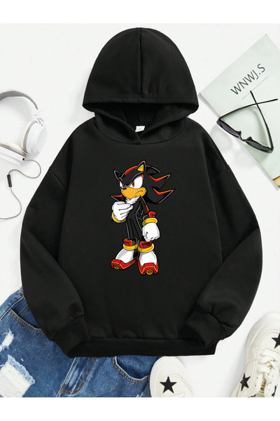 SVART WEAR سويت شيرت سونيك مطبوع مصنوع من القطن بنسبة 100% مع جيب كنغر بغطاء ...