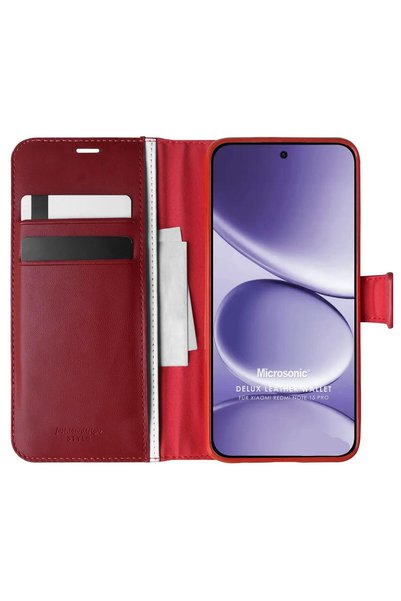 Microsonic Xiaomi Redmi Note 15 Pro Case Delux Leather Wallet Red