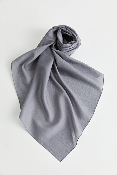 Nihan Keten Efektli Natural Eşarp Koyu Gri