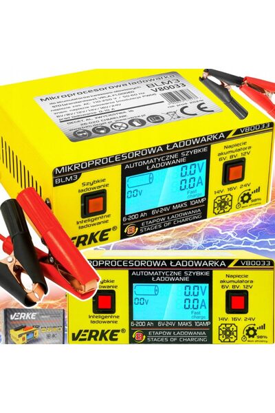 VERKE Redresor auto cu microprocesor, 6/24 V 10A, incarcare in 4 etape, 6 - 2...