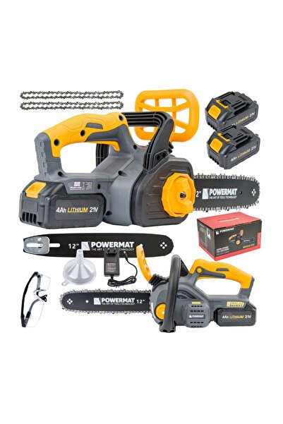 Powermat Drujba cu acumulator, fierastrau, 2x baterie 4Ah, pas lant 3/25,