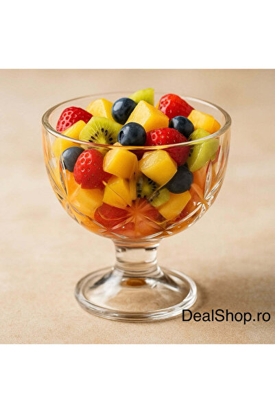dealshopromania Set de 6 pahare de sticlă pentru înghețată/salata de fructe 3...