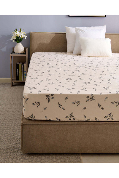 REDTAG Ivory Floral Printed Fitted Sheet (Super King Size)