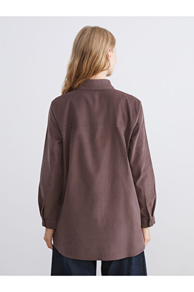 LC Waikiki Γυναικείο πουκάμισο τουνίκ από βελούδο μπορντό