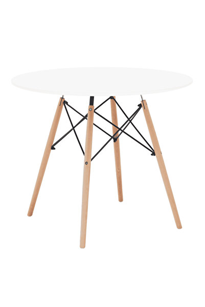 DacEnergy Kitchen table, white/beech, diameter 90 cm, GAMIN 2 NEW 90