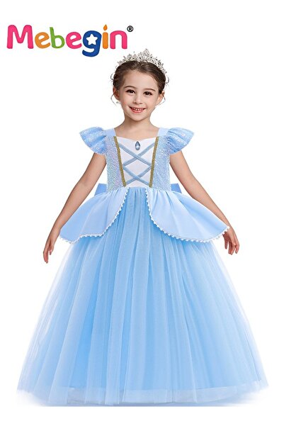 MEBEGIN فستان الأميرة سندريلا مع فيونكة، طقم تنورة الأميرة التظاهرية للبنات، ...