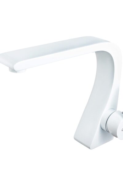 Trendy's Single-lever basin mixer, bathroom sink installation, matt white