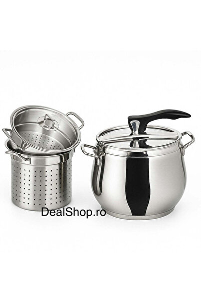 dealshopromania 5-in-1 stainless steel pressure cooker, 7 liters with lid and...