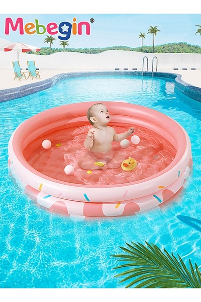 MEBEGIN حوض سباحة قابل للنفخ مع قاع فقاعات آمن قابل للنفخ، حوض سباحة دائري سم...