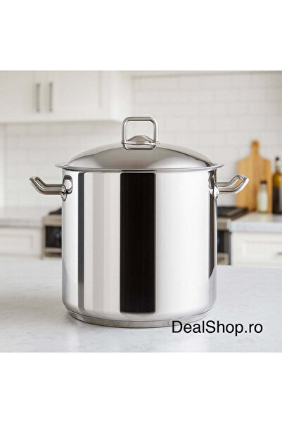 dealshopromania Тенджера от неръждаема стомана Arian 6 л с капак, двойно дъно...