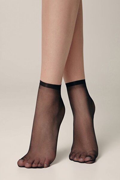 Conte Elegant Șosete damă, scurte 1/2, Lycra, Conte Summer 8 Den (2 perechi) - Nero, 36-39 (23-25)