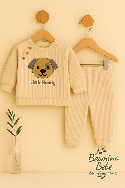 BESMİNO Dog Embroidered Double Set