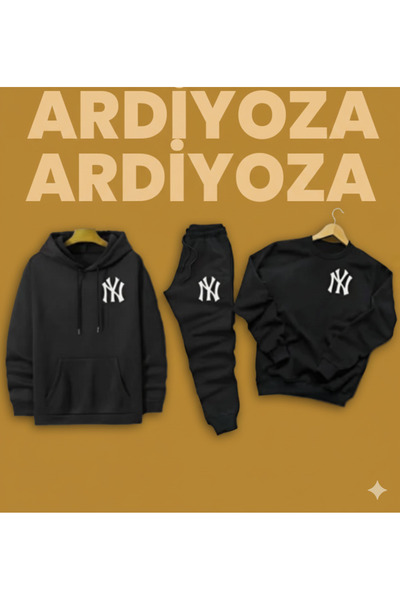 SILATU 3-Piece Black Printed Tracksuit Without Zipper (Sweat-Hoodie-Tracksuit)