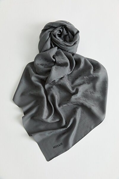 Nihan Desenli Lyocell Eşarp Füme