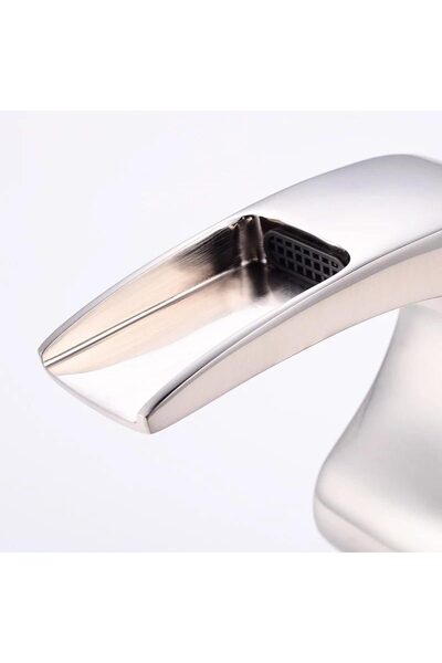 Trendy's Waterfall bathroom sink faucet, satin stainless steel