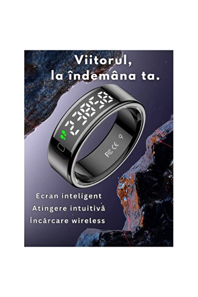 VeReTech Smart Ring, Advanced Monitoring, Water Resistant, Android/iOS, Wireless Charger, Size 10, Black