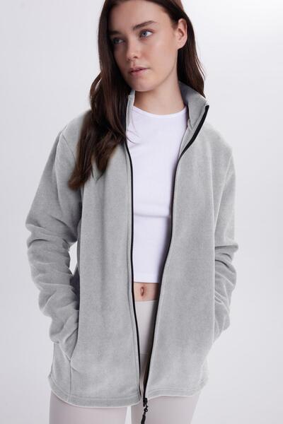 Tudors Women's anti-pilling, non-balling, standard fit, full-zip, cold-proof grey fleece cardigan