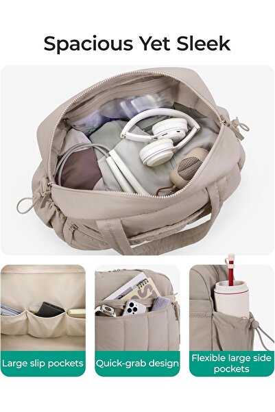 BAGSMART Gym Bag for Women – 24L Water-Resistant Medium Weekender Duffel (Medium-Camel)