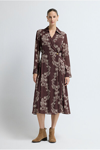 adL Desenli Kruvaze Elbise