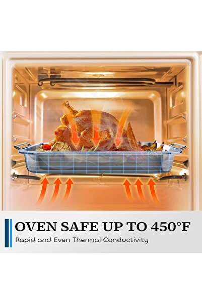 LENND Stainless Steel Roasting Pan with Baking Rack, 39 x 28 x 6 cm