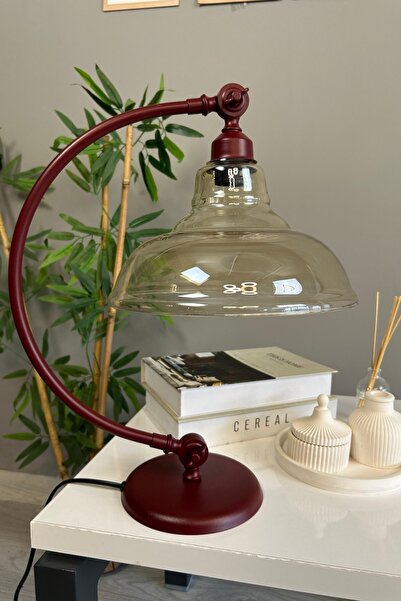 Bamyum Vishi Bal Rengi Cam Vişne Kuğu Gövde Masa Lambası Dekoratif Masaüstü A...