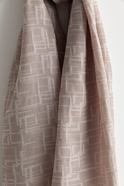 Nihan Geometrik Desen Jakar Şal Açık Gri