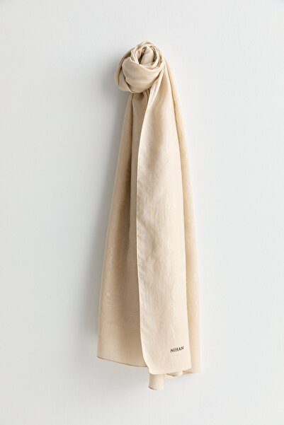 Nihan Natural Viskon Floş Şal Krem