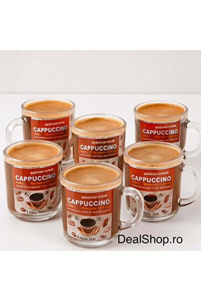dealshopromania Set de 6 pahare pentru cafea cappuccino 200 ml