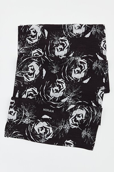 Nihan Viskon Dijital Desenli Şal Siyah