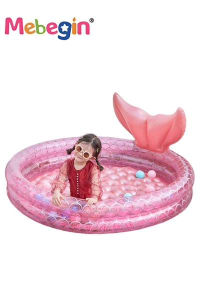 MEBEGIN حوض سباحة قابل للنفخ للأطفال على شكل حورية البحر، حوض سباحة قابل للنف...