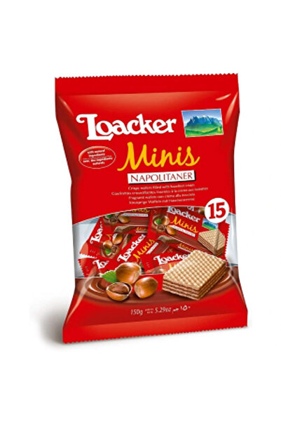 Loacker ميني نابوليتانر ويفر مقرمش مع كريمة البندق 10 جرام - 15 قطعة عبوة من قطعتين