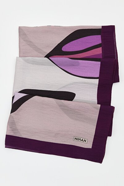 Nihan Viskon Dijital Desenli Şal Mor