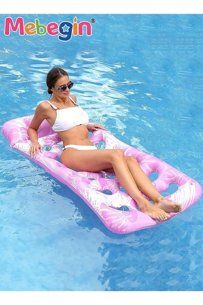 MEBEGIN Inflatable Pool Floats, Creative Loungers with 18 Heart-shaped Holes,...
