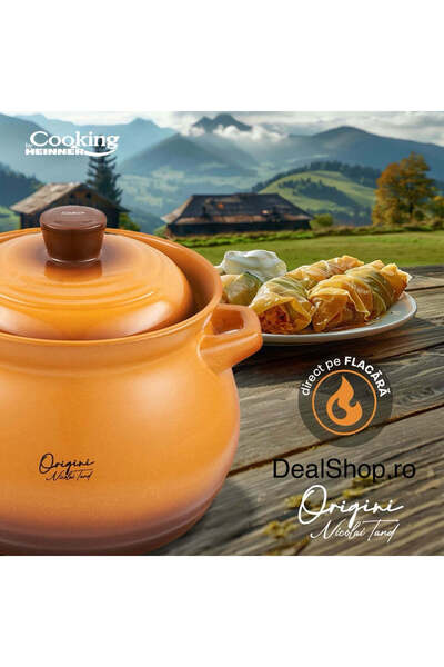 dealshopromania Oală ceramică de 3 litri cu capac Cooking by Heinner RECOMANDAT Chef Nicolai Tand 14,5 x 16 cm