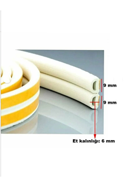 NUBLADO Yapışkanlı Kapı - Pencere Bandı Fitili Soğuk İzolasyon Kauçuk Bantları 5x2=10 Metre (BEYAZ)