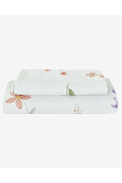 REDTAG White 3 Piece Floral Printed Flat Sheet (King Size)