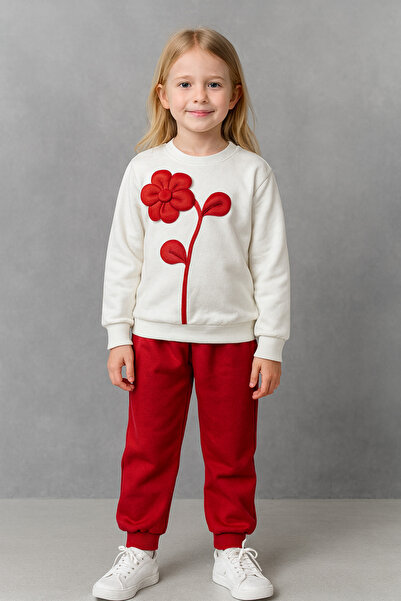 CiciTime Çocuk Modası Girl's Seasonal Top and Bottom Set with Frilly Sleeves