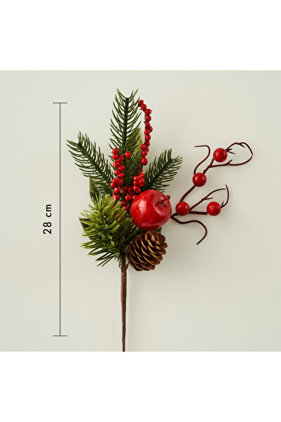 Bella Maison Christmas Yılbaşı Dal Çiçek Kırmızı (28 cm)