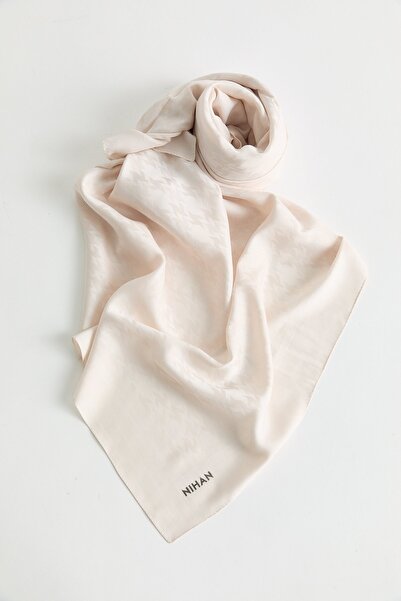 Nihan Desenli Lyocell Eşarp Krem