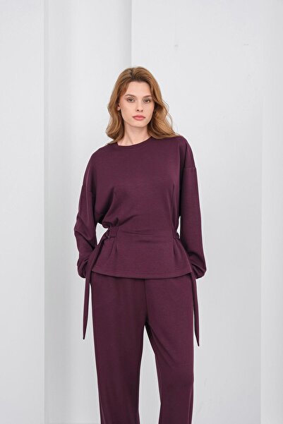 Basicpark طقم نسائي فاخر من Mürdüm مصنوع من المودال مع حزام مزين بإبزيم على شكل حرف D