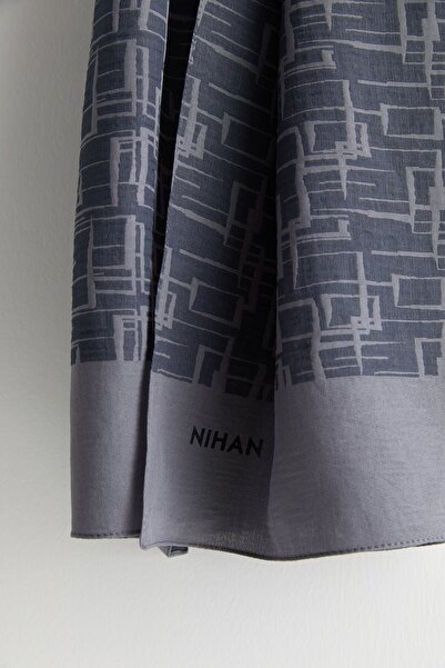 Nihan Geometrik Desen Jakar Şal Füme