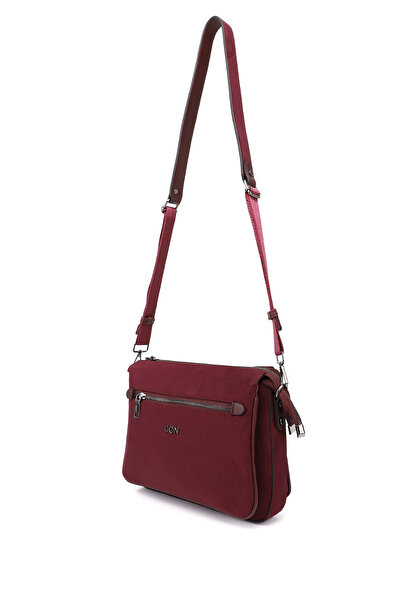GÖNDERİ(R) Women's Burgundy Suede Long Strap Shoulder Bag