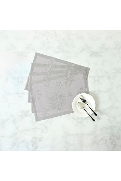Lifestyle طقم مفارش طاولة بنقشة ندفة الثلج، مكون من 4 قطع