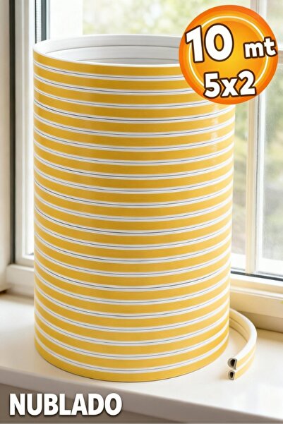 NUBLADO Yapışkanlı Kapı - Pencere Bandı Fitili Soğuk İzolasyon Kauçuk Bantları 5x2=10 Metre (BEYAZ)
