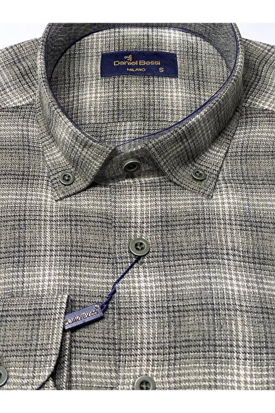 Daniel Bessi Κλασικό ανδρικό πουκάμισο με μακρυμάνικο κανονικό τύπο με καρό τσέπες GML-500